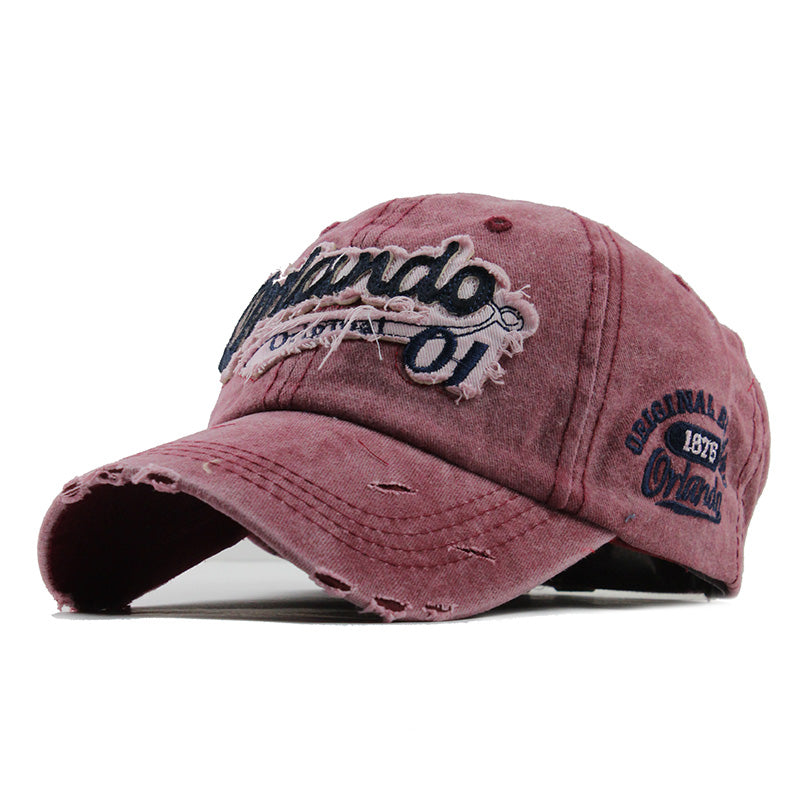 New style baseball cap pure cotton washed letter cap trend couple casual hat