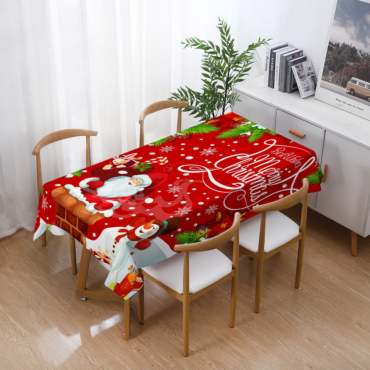Printed Christmas Polyester Tablecloth Rectangular
