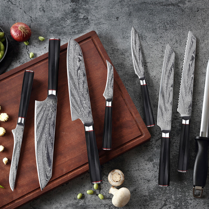 Couteau de chef en acier de Damas Ensemble de couteaux