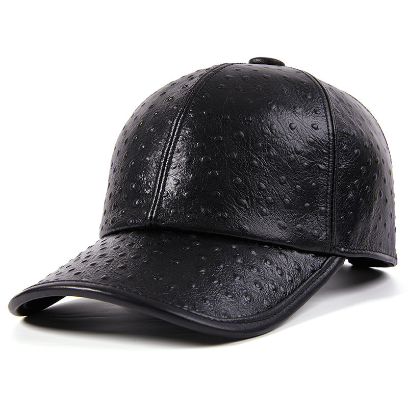 Casquette de baseball en cuir de vachette motif autruche chaude pour hommes