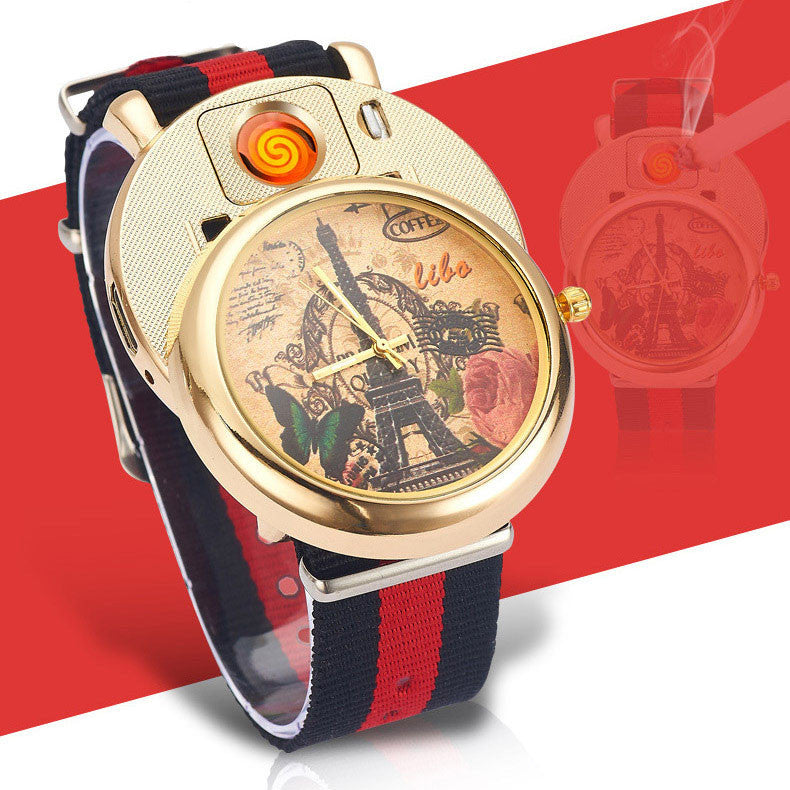 Cigarette Lighter Quartz Canvas Watch