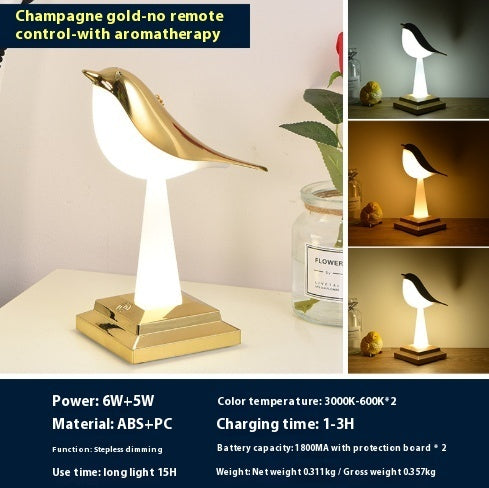 Bedroom Bedside Bird Square Night Light Charging Touch Atmosphere Table Lamp