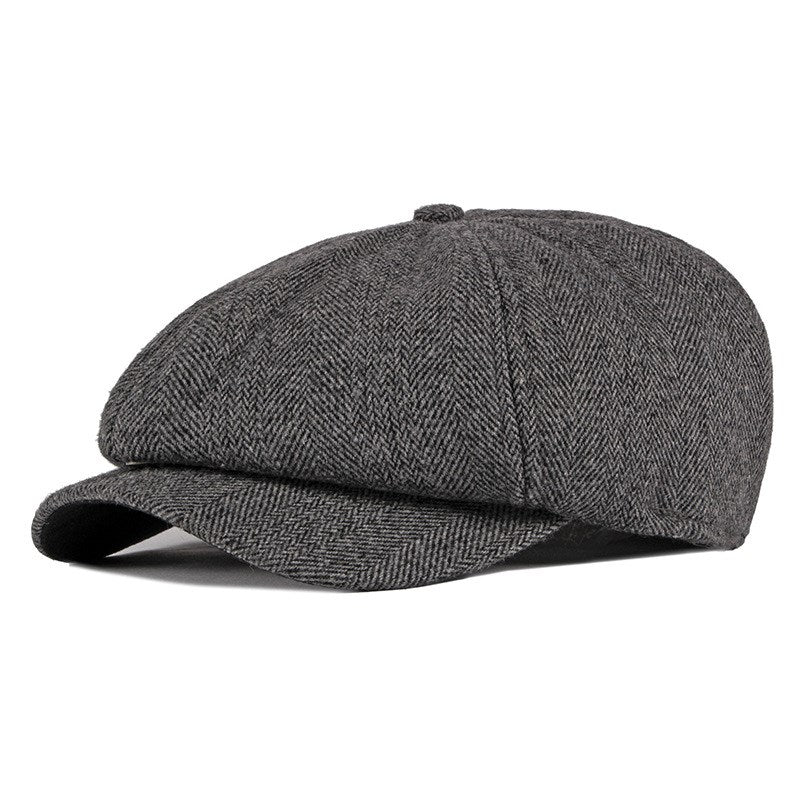 Vintage octagonal hat middle-aged and elderly warm cap