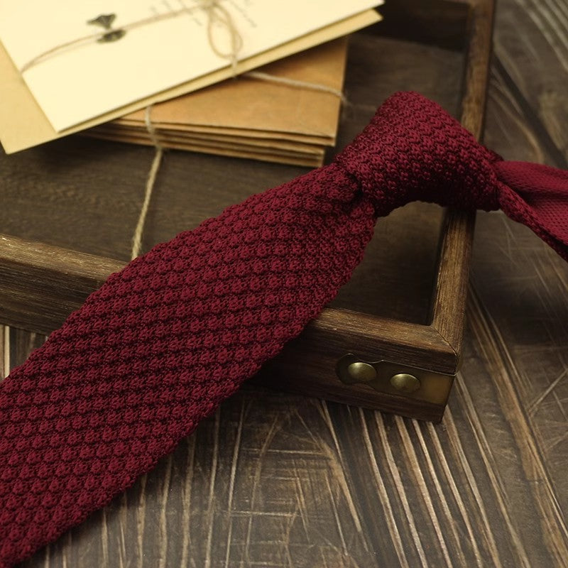 Cravate Tricotée Fine en Laine Style Universitaire pour Hommes et Femmes