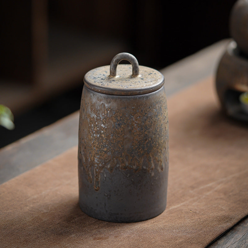Taobei Gilt Black Pottery Tea Storage Jar