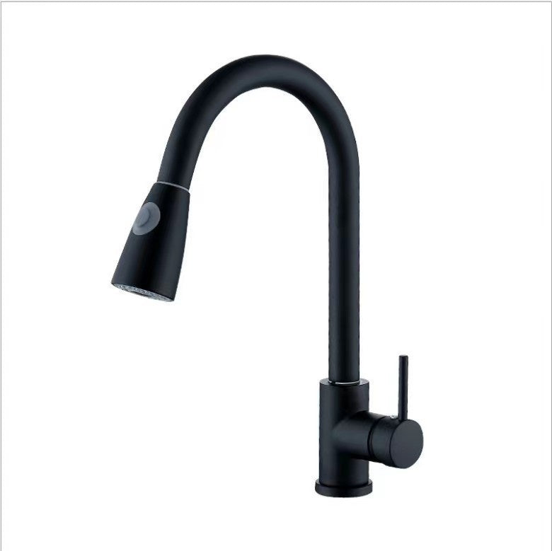 Black Rotatable Retractable Splash Proof Faucet