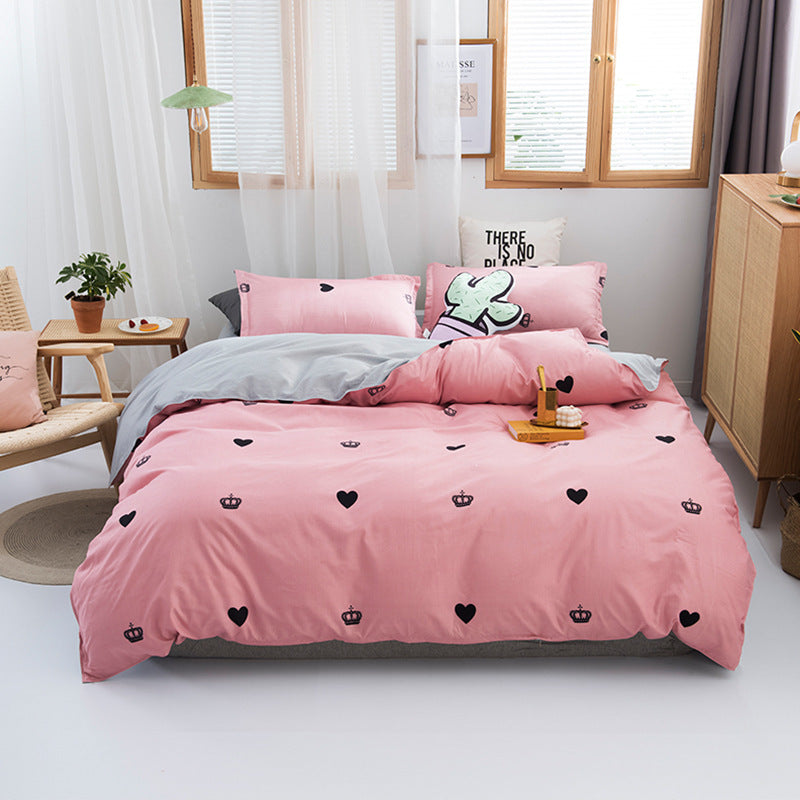 Washed Cotton Four-piece Bedding Set Autumn Single