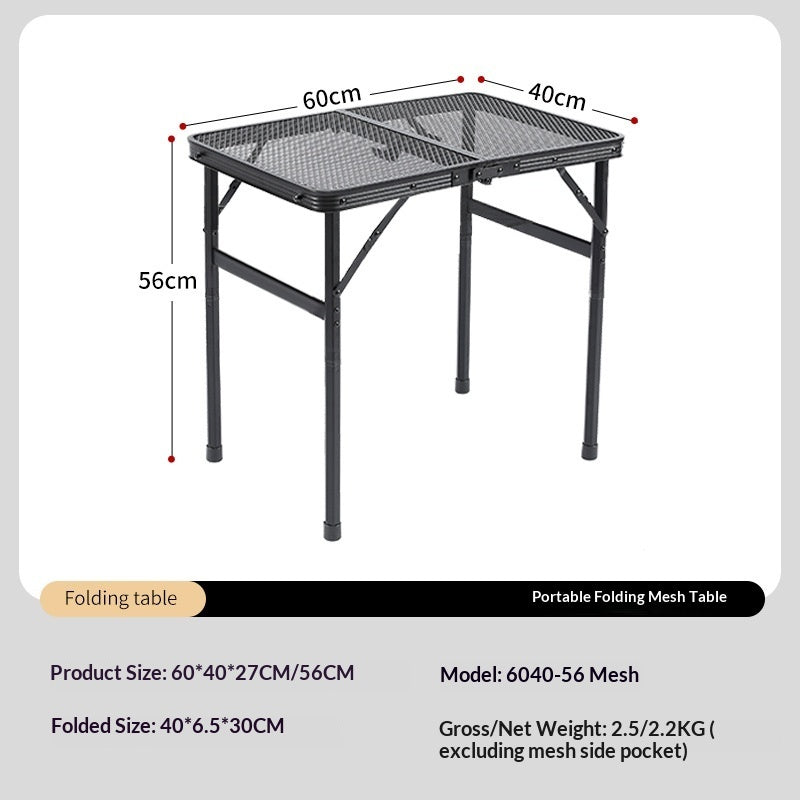 Table de pique-nique et de camping pliable portable en alliage d'aluminium ultra-léger