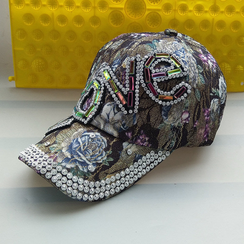 Autumn And Winter Handmade Butterfly Rhinestone Baseball Cap
