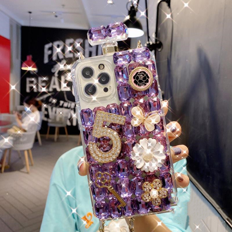 Luxury Rhinestone Phone Case Diagonal Span Cover
