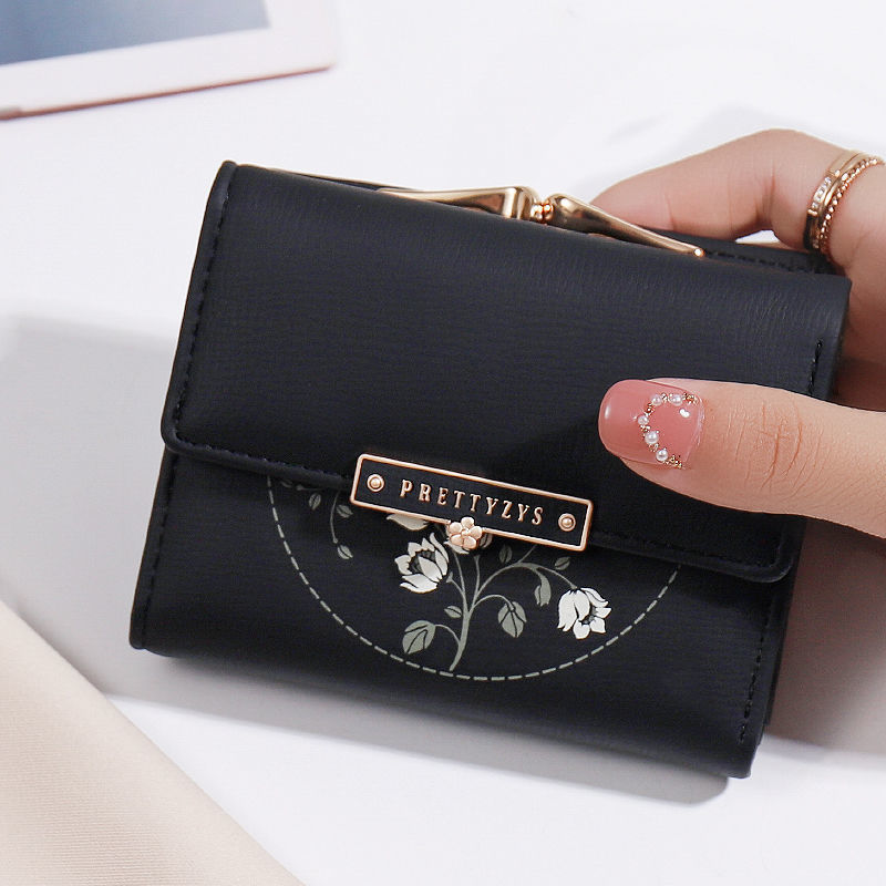 Portefeuille simple à trois volets pour femme avec porte-cartes