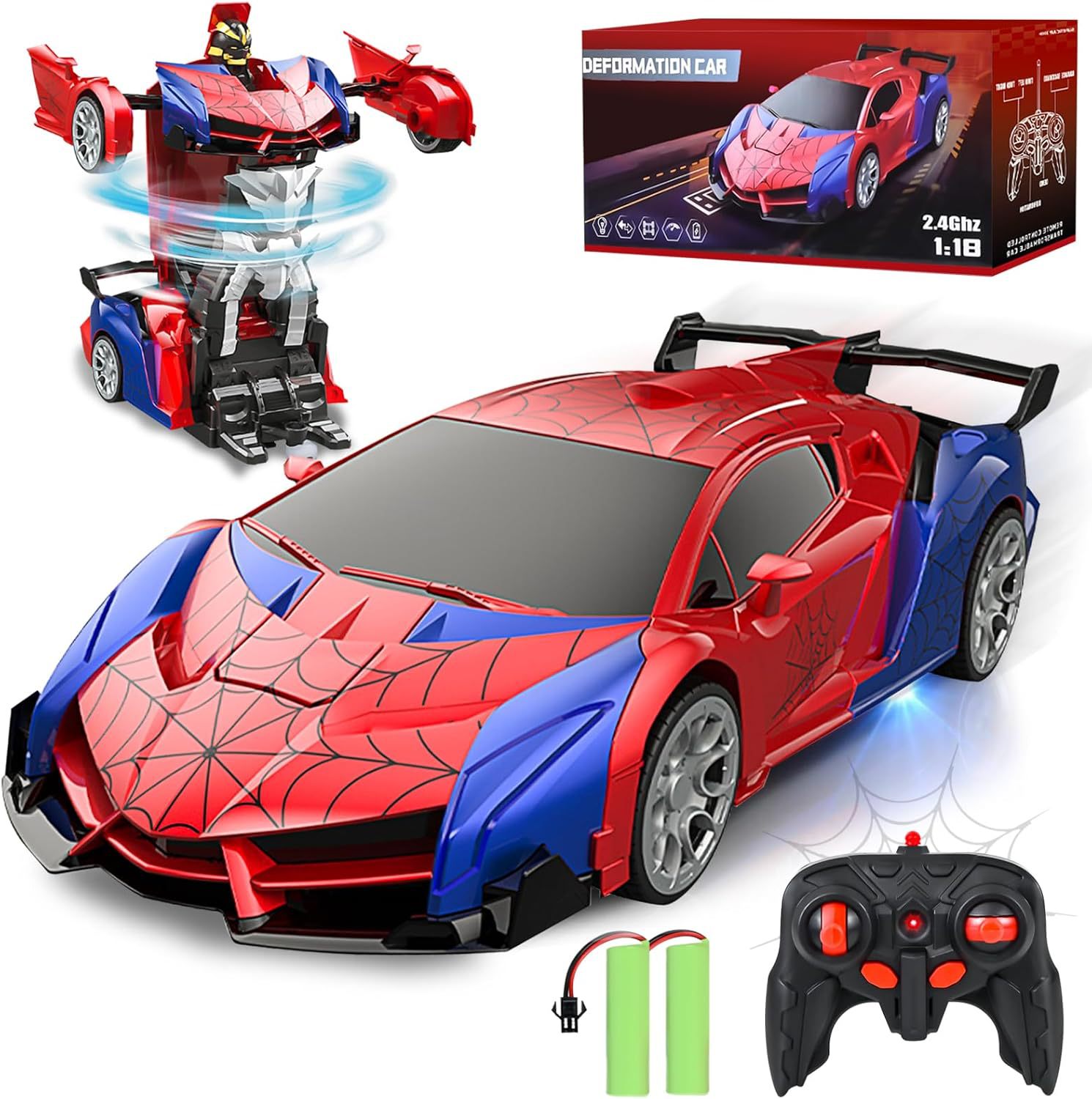Remote-controlled Spider-transforming Toy Rechargeable Racing Car Model