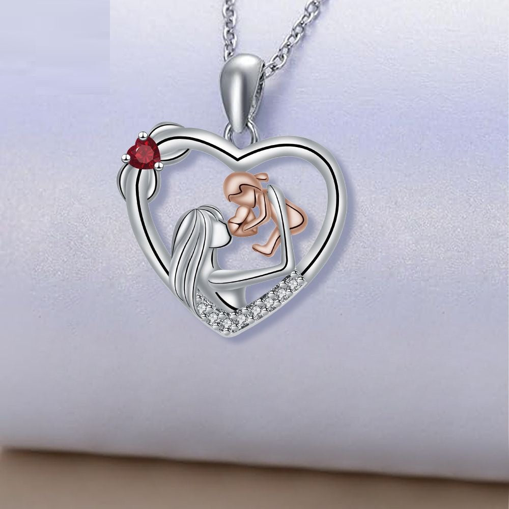 Mother's Day Mother And Daughter Pattern Necklace Heart-shaped Pendant Ornaments Women