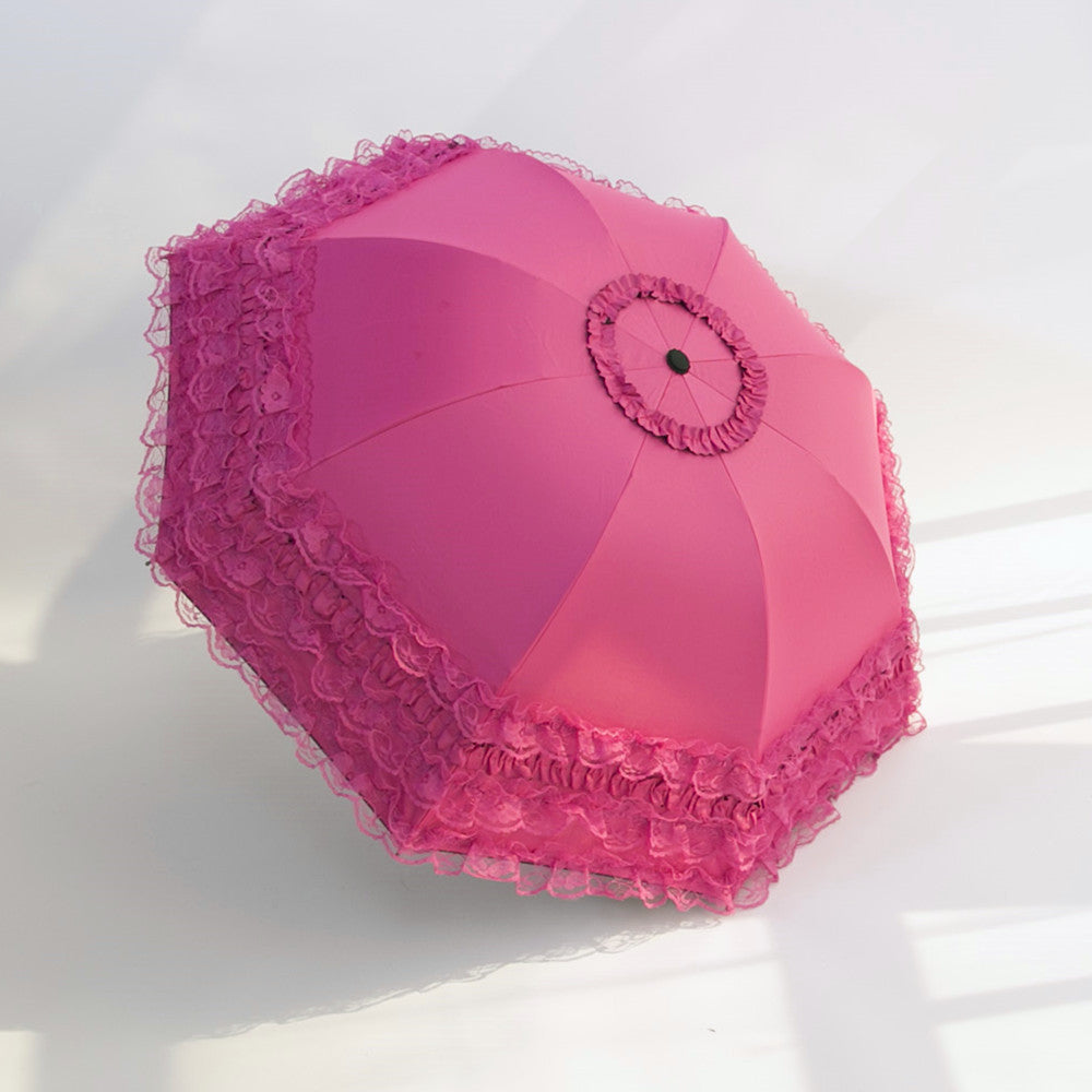 Folding Lace Black Glue Sunscreen And UV Protection Sun Umbrella