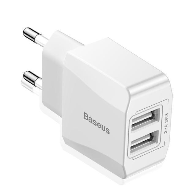 Compatible With Baseus Mini Universal Dual USB Charger For X 8 7 Adapter Travel Wall Mobile Phone Charger EU Plug Adapter For S8