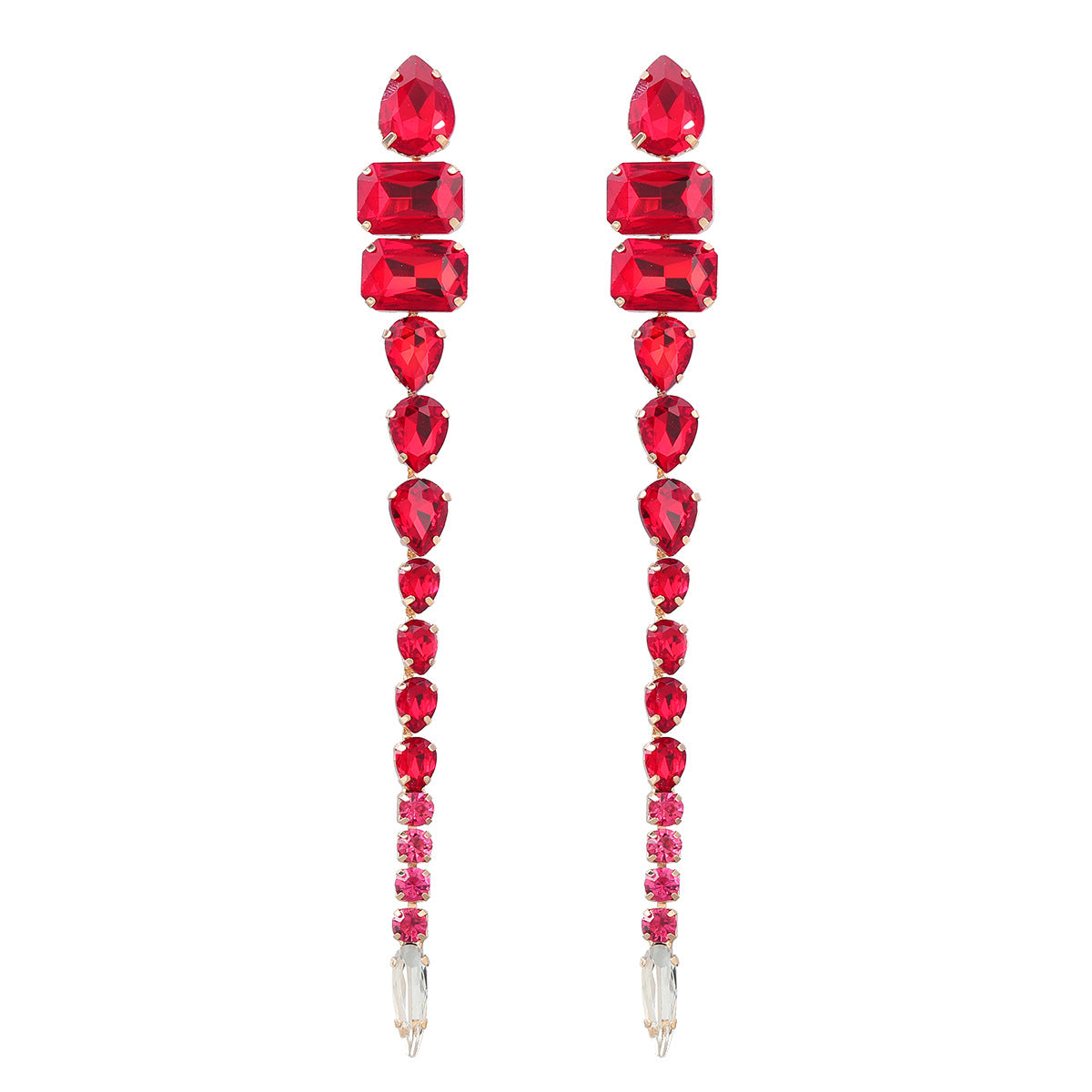 Boucles d'oreilles exagérées en forme de diamant de verre, de style européen et américain