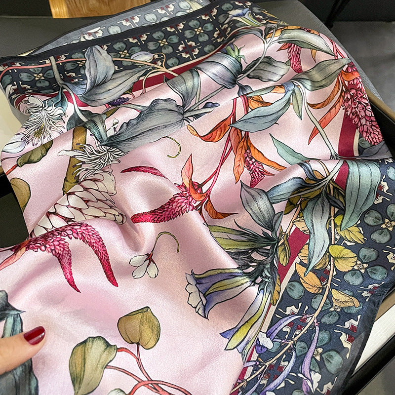 Écharpe en soie imprimée pour femme, chaude pour l'automne et l'hiver