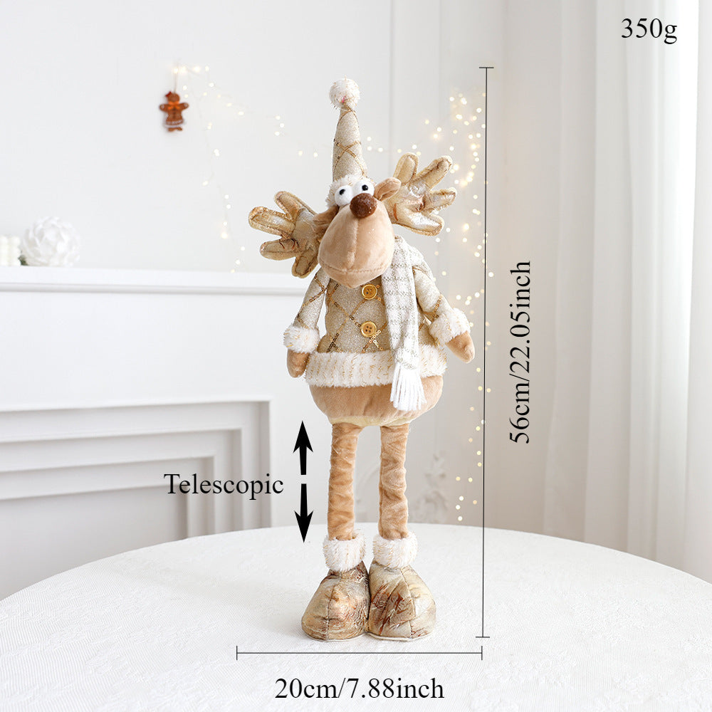 Décorations de Noël Poupée Rétractable Bonhomme de Neige Doré Élan