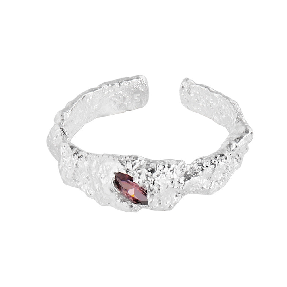 Bague pour femme en argent sterling à texture martelée