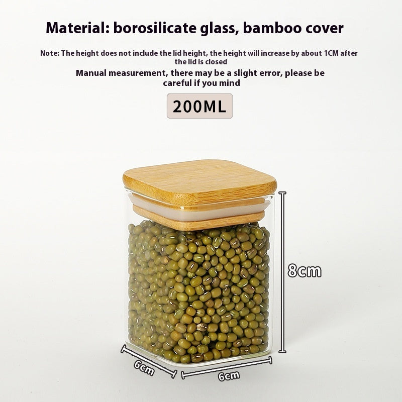 Bocal de cuisine pour le stockage des aliments Récipients ronds en verre borosilicate de haute qualité avec couvercle en bambou