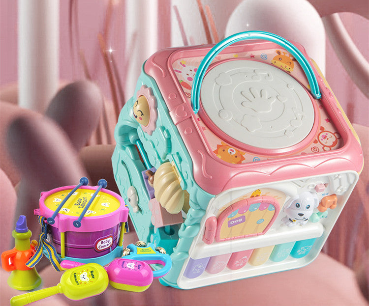 Baby Hand Drum, Children S Pat, Early Education 8 Puzzle Baby Toys 2 Music Hexahedron