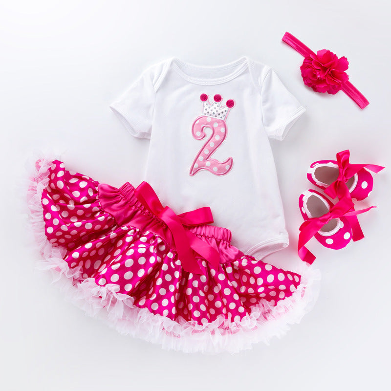 Children's tutu skirt suit high quality cotton short sleeves