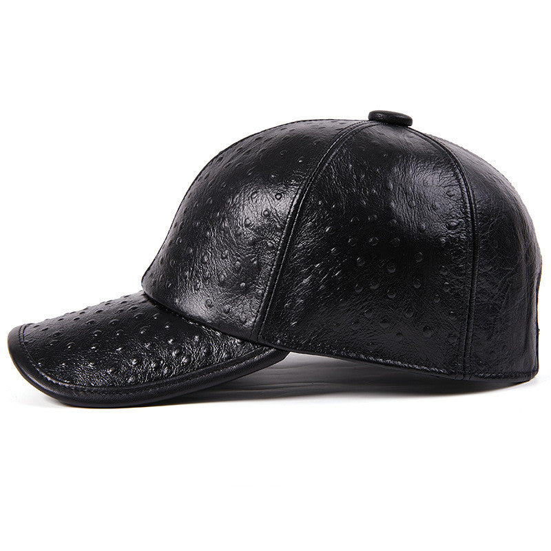 Casquette de baseball en cuir de vachette motif autruche chaude pour hommes