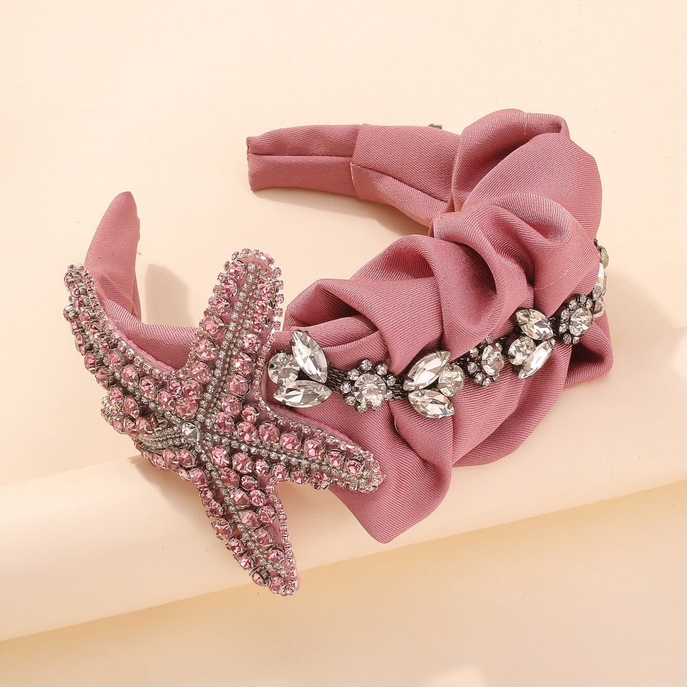 Bandeau Étoile de Mer Personnalité Exagérée en Tissu Rétro Accessoires de Cheveux Luxe Léger