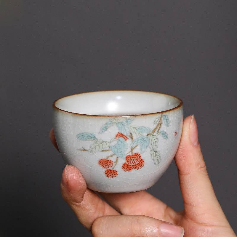 Ceramic Personal Tea Cup Gracked Glaze Supportable Tea Cup