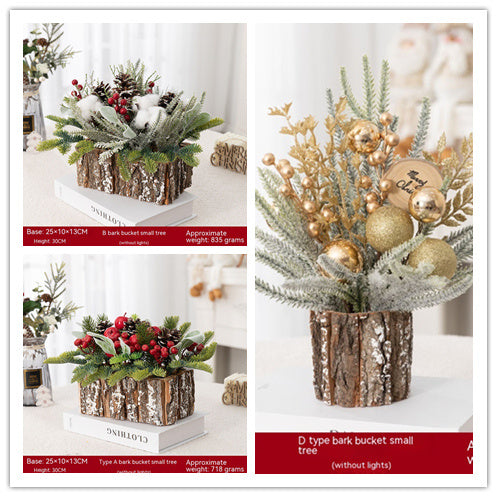 Décorations de Noël d'émulation de bureau Ornements d'arbre Bonsaï Ins Célébrité Internet Paquet Mise en page de vitrine
