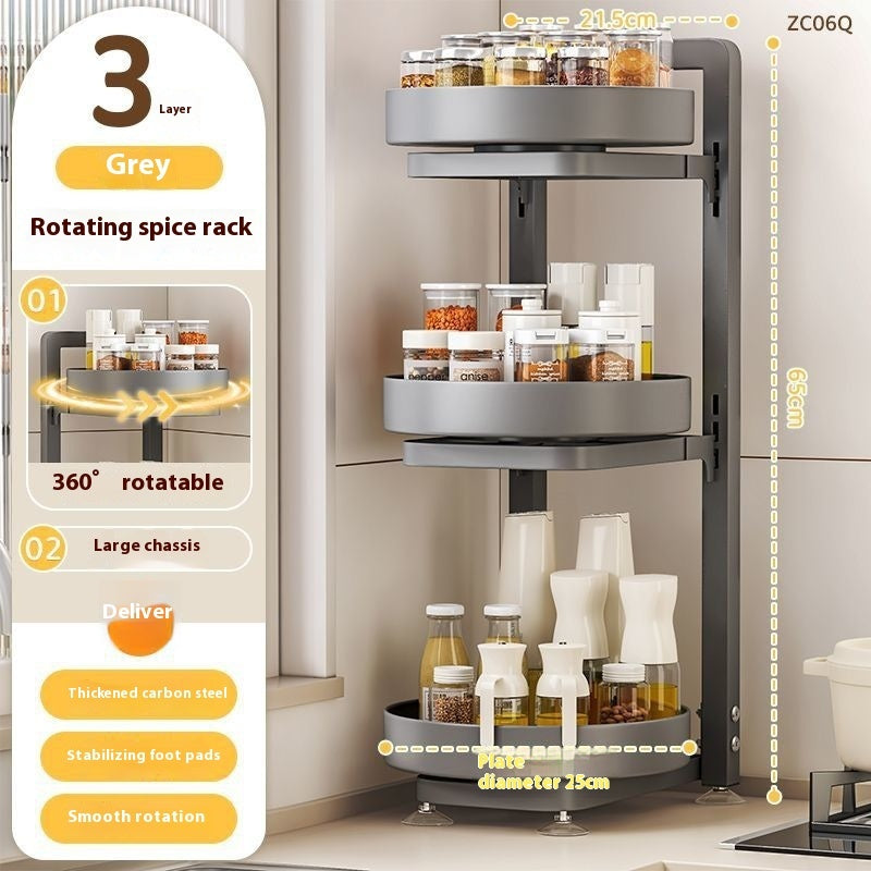 Étagère de rangement rotative multifonctionnelle pour condiments à poser sur le comptoir de cuisine