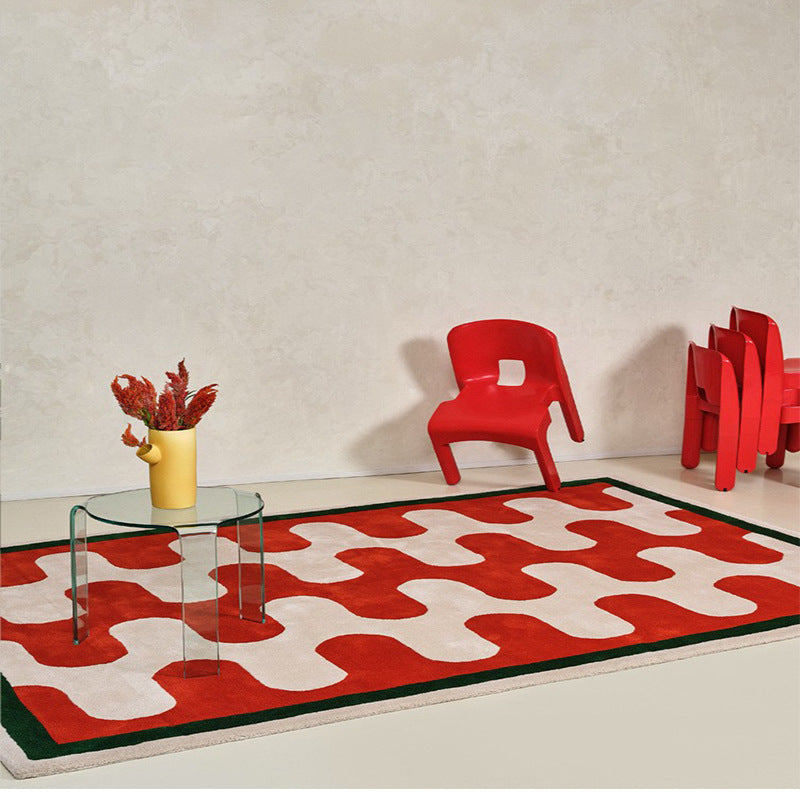 Living Room Coffee Table Checkerboard Carpet Modern Light Luxury Household Cashmere-like Floor Mat
