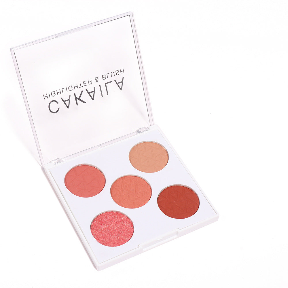 Palette de blush mat et nacré cinq couleurs