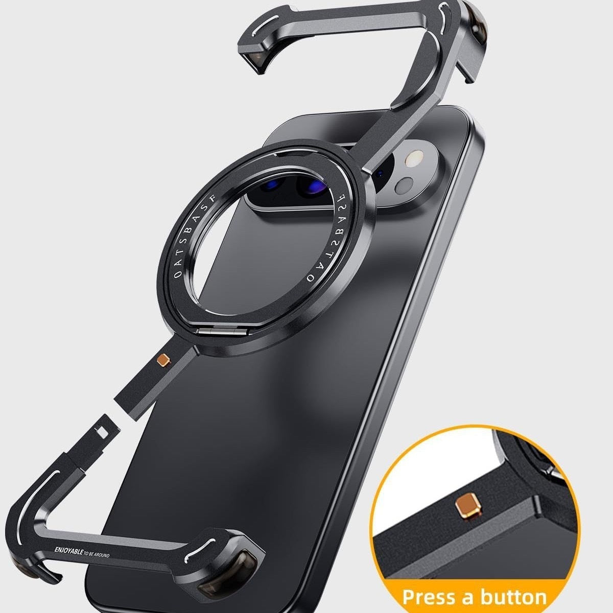 Metal Hollow Magnetic Rotating Bracket Phone Case