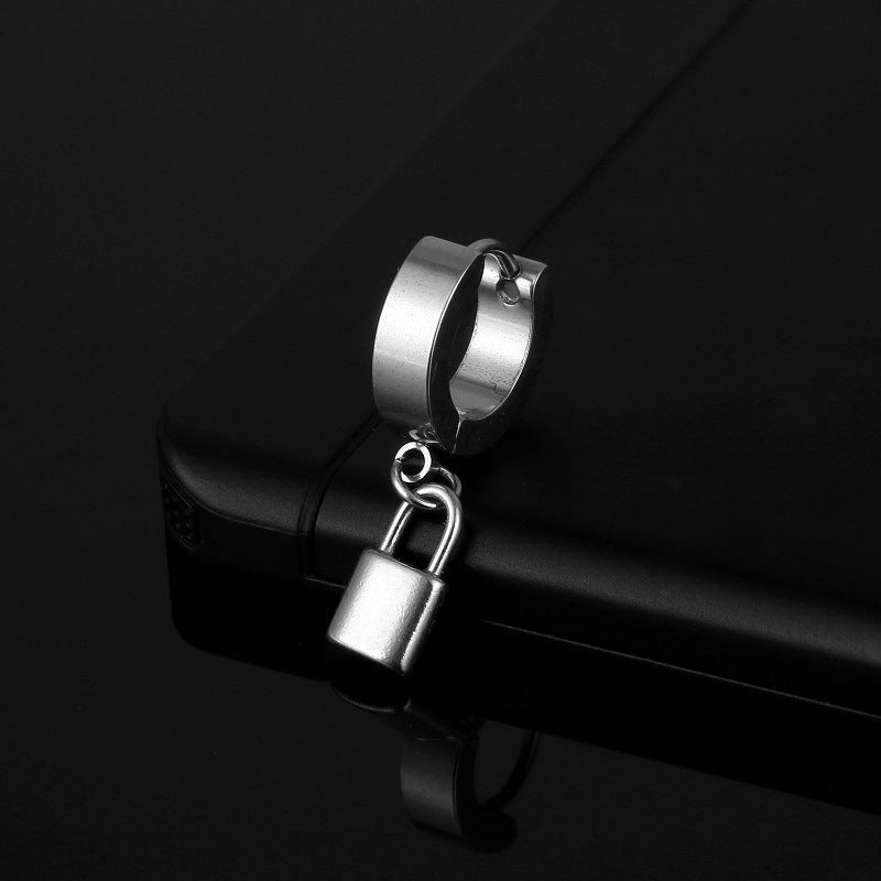 Men's Titanium Steel Advanced Punk Hip Hop Ear Clip Stainless Steel Earrings