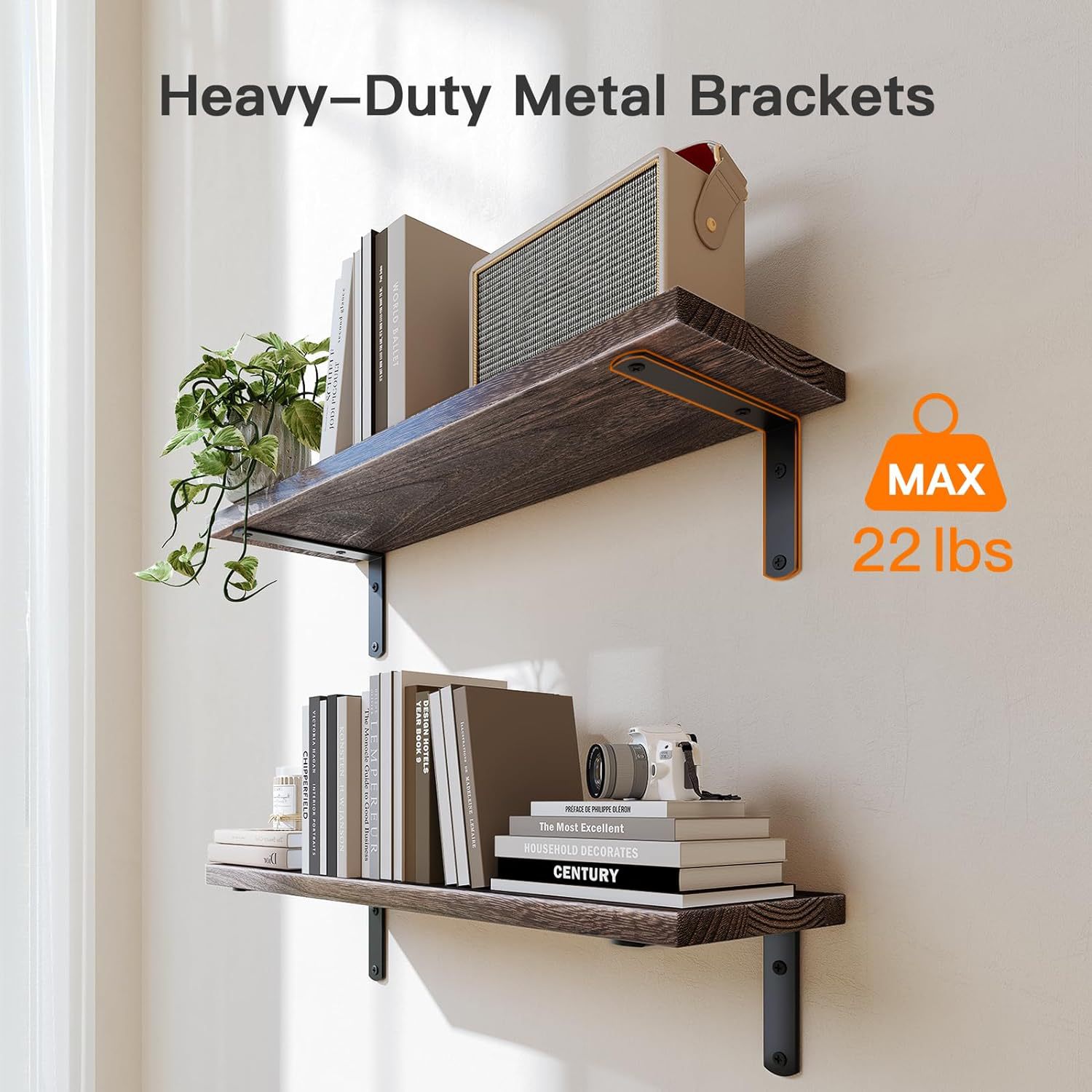 Wall-mounted Floating Rack With Storage Basket Wooden Bathroom Shelf