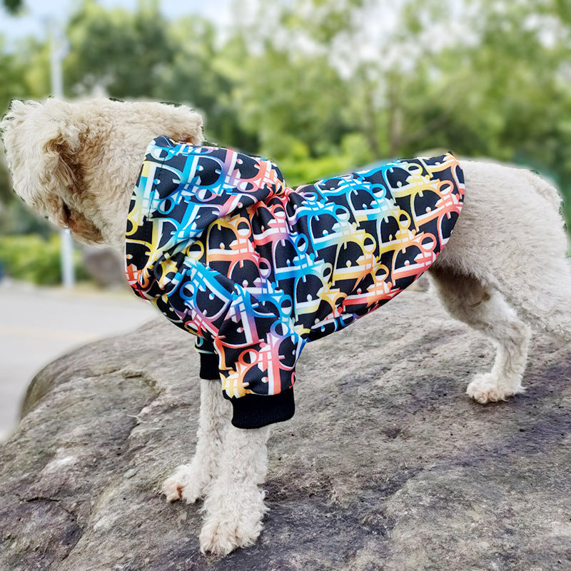 Sweat à capuche pour animaux de compagnie avec imprimé lettre colorée