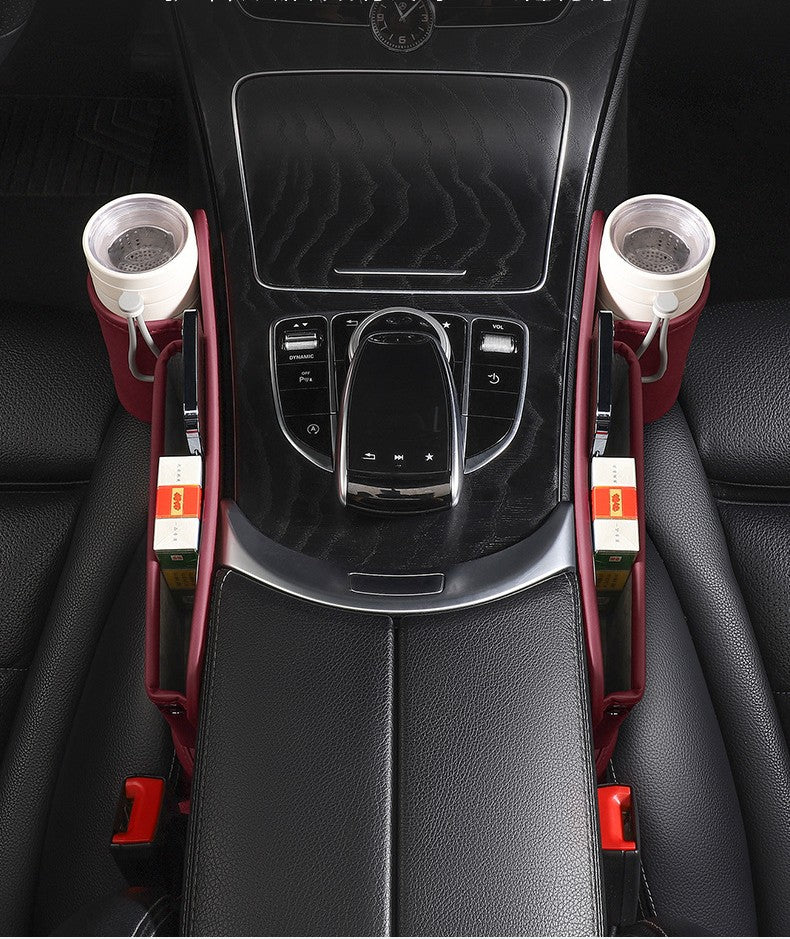 Organisateur de vide de siège de voiture, boîte de rangement latérale de console automatique avec porte-gobelet