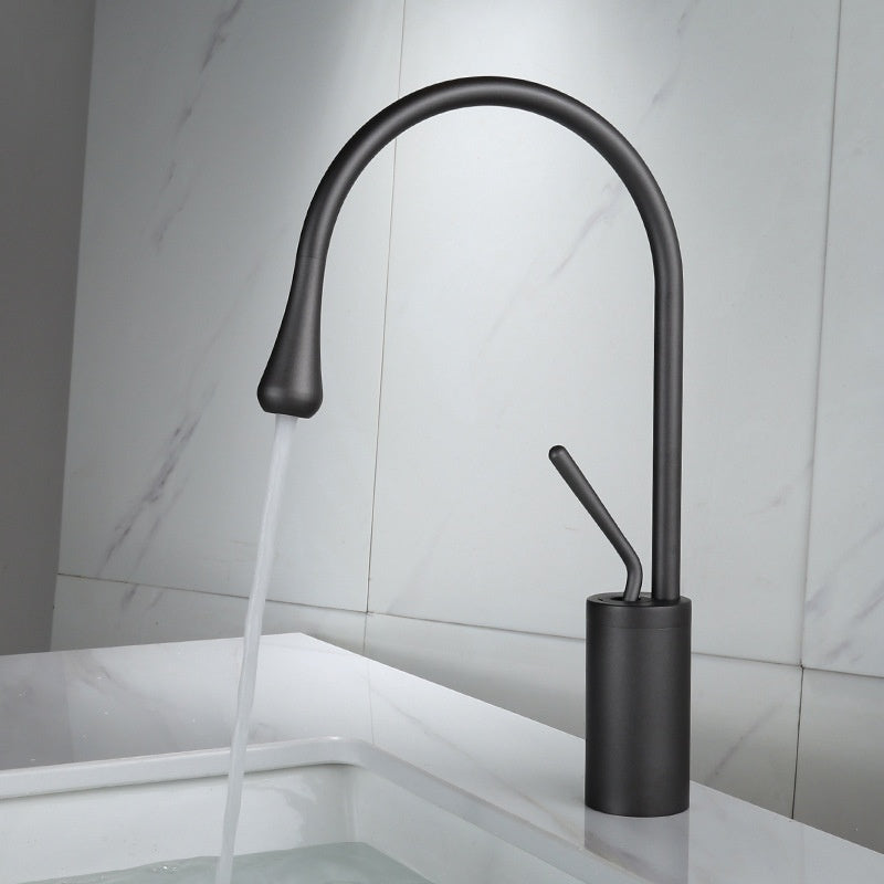 Water Drop Brushed Gold Copper Body Basin Wash Basin Rotating Faucet