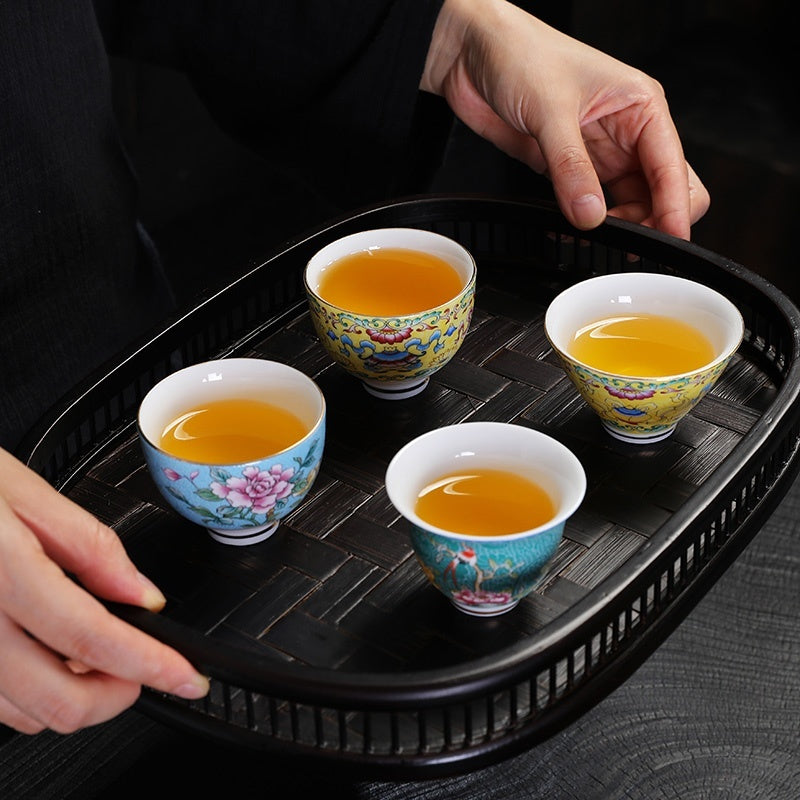 Enamel Vintage Ceramic Tea Cup Set