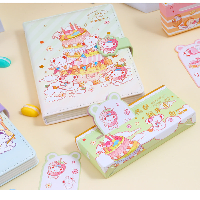 Coloring Magnetic Buckle Leather Book Gourmet Bear Small