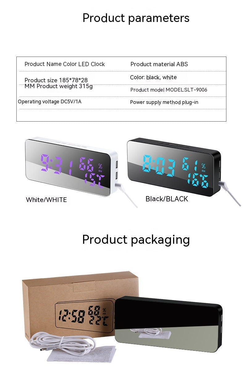 Miroir de charge créatif pour téléphone portable Horloge murale Alarme Rappel Vocal