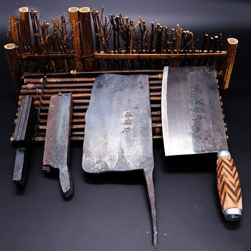 Traditional Iron Kitchen Knife High Carbon Manganese Steel Blade