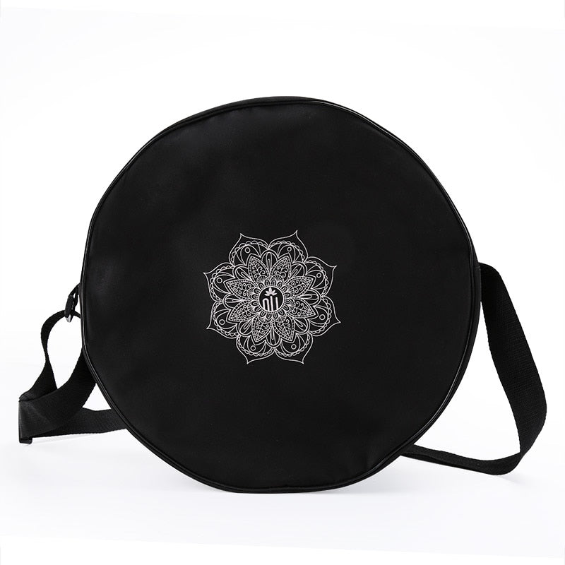 Yoga Wheel Bag Nylon Black Mandala Flower 3614cm Yoga Circle Bag Large Capacity Double Zipper Pilates Wheel Backpack Yoga Bag