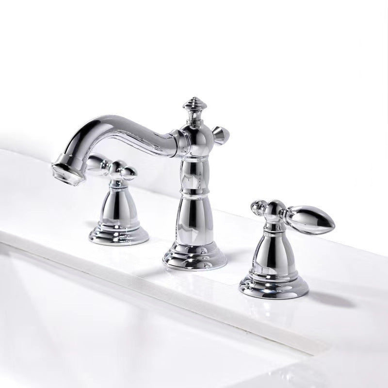 Retro Bathroom Double Handle Split Three-hole Faucet