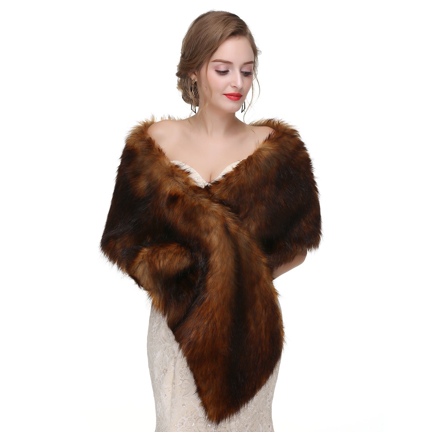 Wedding Dress Fox Fur Waistcoat Winter Warm Fur Shawl