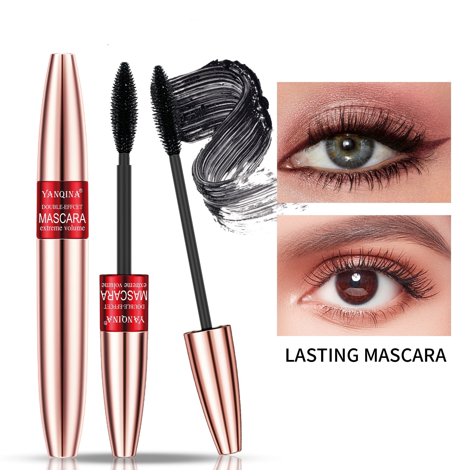 Maquillage Visage Mascara double tête 2-en-1 longue durée anti-bavure