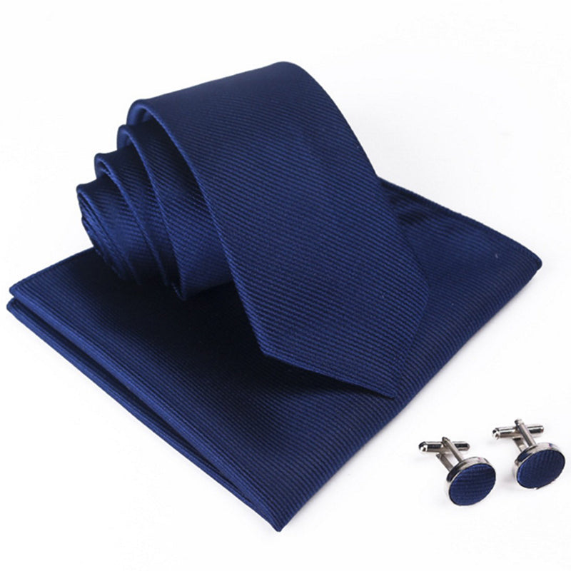 Men's Cufflinks Square Tie Three Piece Set