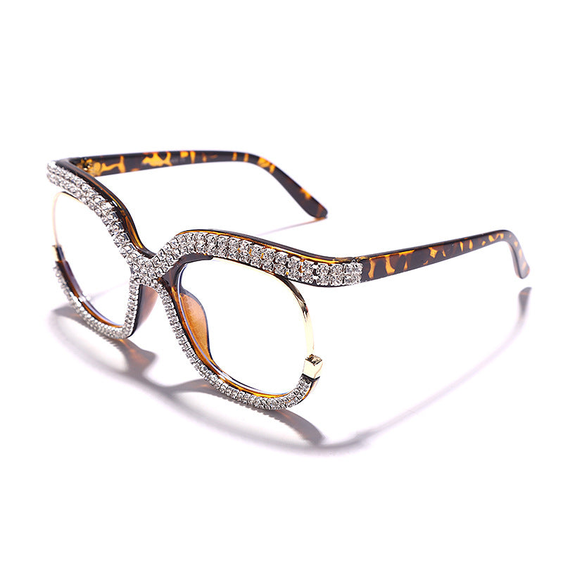 Lunettes de soleil de luxe personnalisées en diamant coloré grande monture ronde