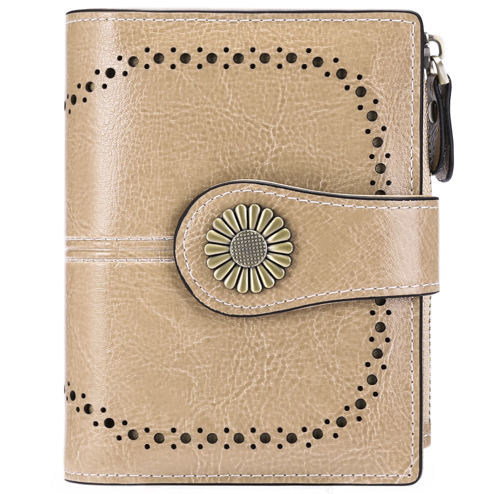 Wallet Women's Short Oil Wax Leather Zipper Card Holder